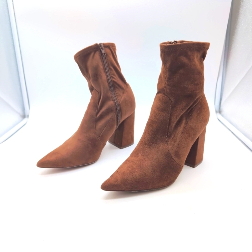 Steve Madden Sz 9 Brown Fabric Suede Ankle Boots Hayes